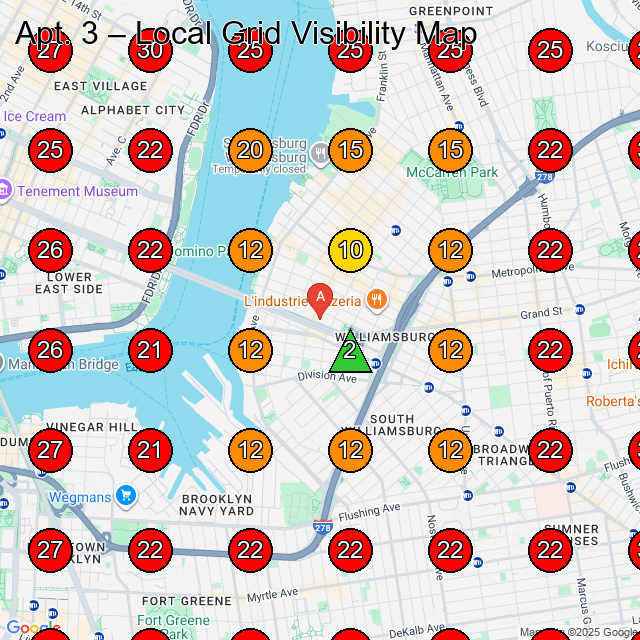 Apt. 3 GeoGrid visibility map for Barber Shop in Brooklyn